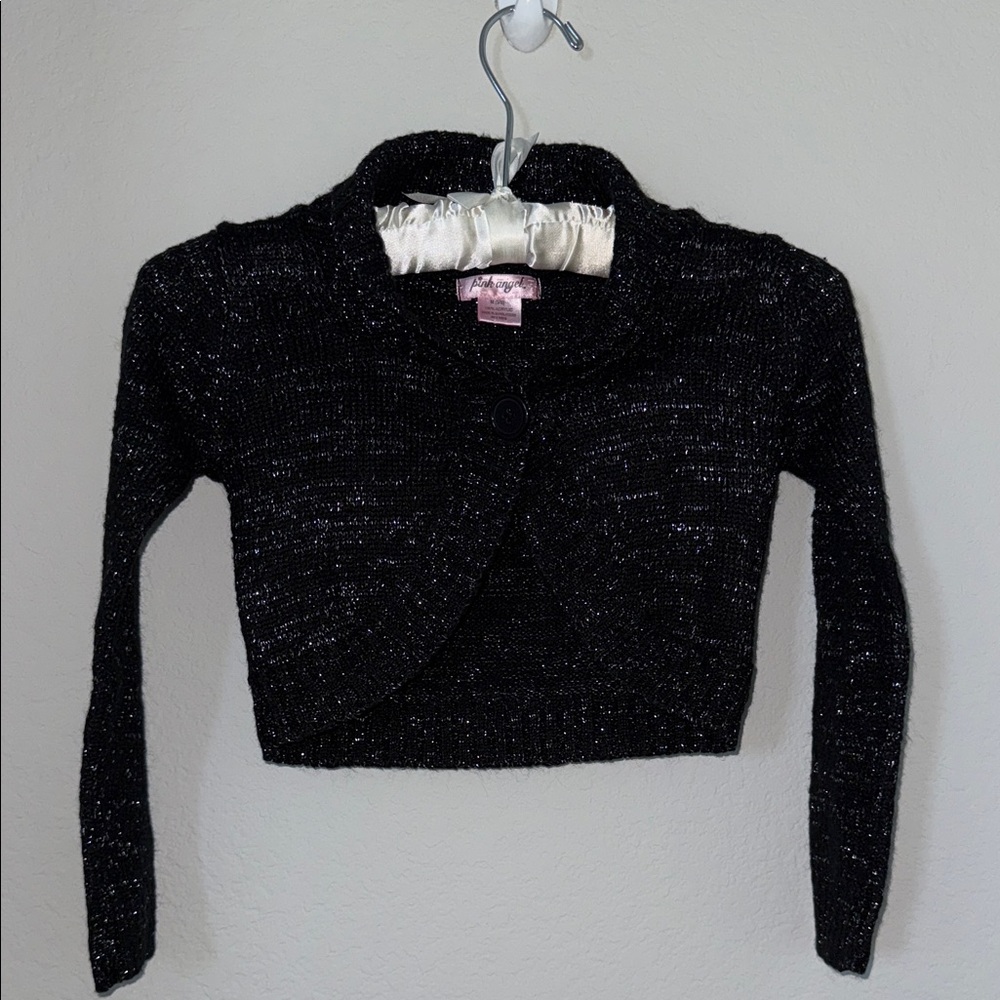 PINK ANGEL Black Knit Cropped Cardigan Medium (5~6)‎